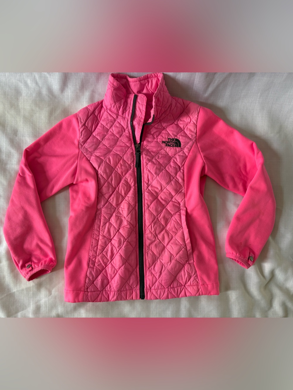 The North Face Girls' Hot Pink Quilted Hybrid Jacket